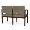 Lesro Lenox Wood 2 Seat Tandem Seating Wood Frame No Center Arm, Walnut, MD Farro Upholstery LW2101